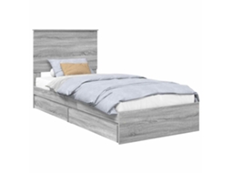 Cama com Armazenamento Cinza Sonoma 90x200 cm MAISON EXCLUSIVE
