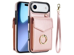 Capa Para Iphone 17 Air Com Compartimento Para Cartão Rfid E Suporte De Anel