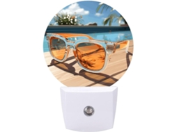 Luminária Noturna De Parede Com Plugue, Luminária Noturna De Led Com Sensor Movimento, Estampa De Óculos Sol Desenho