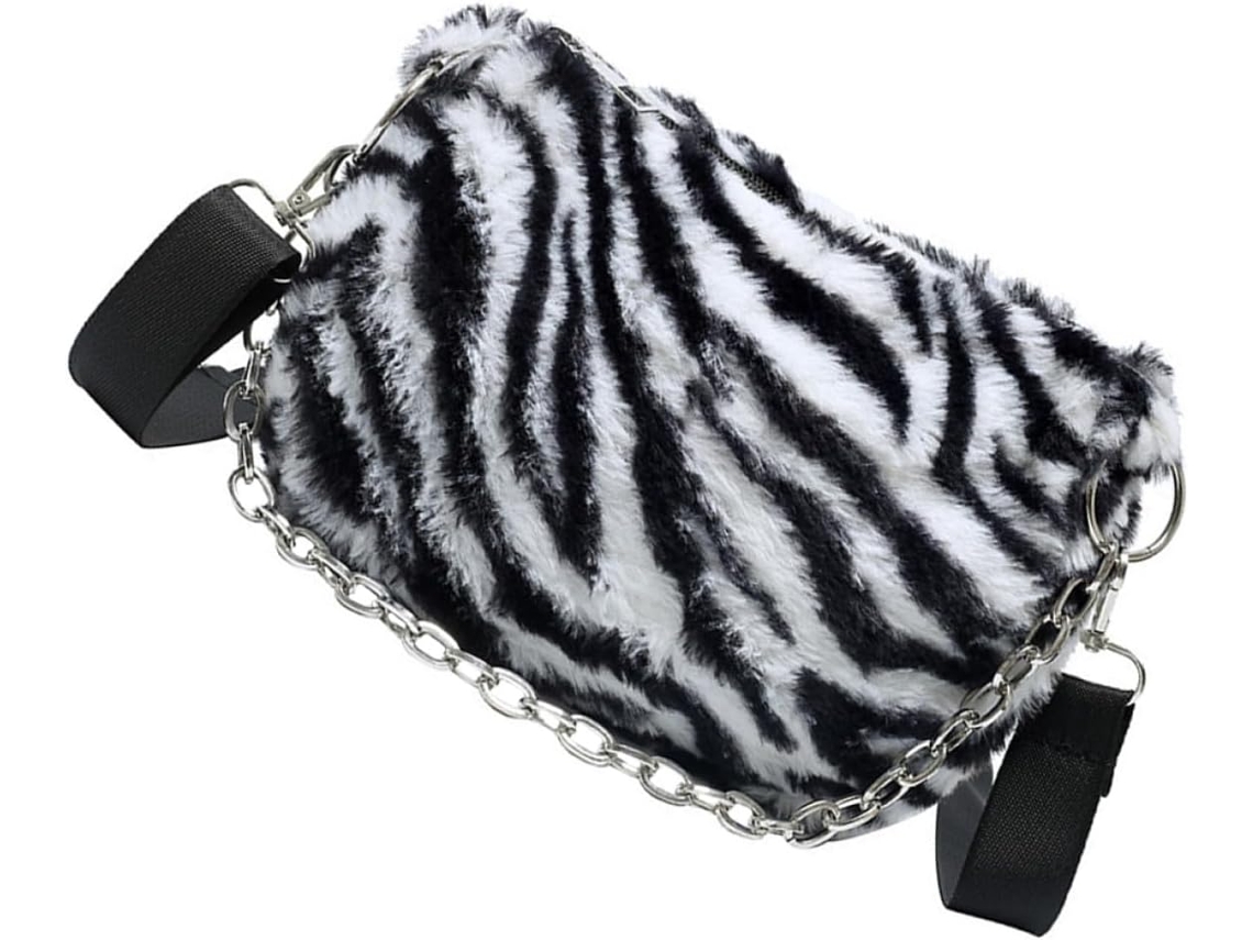 Bolsa De Ombro Feminina Preta De Pelúcia, Design Simples, Leve E Prática Para Guardar Objetos.