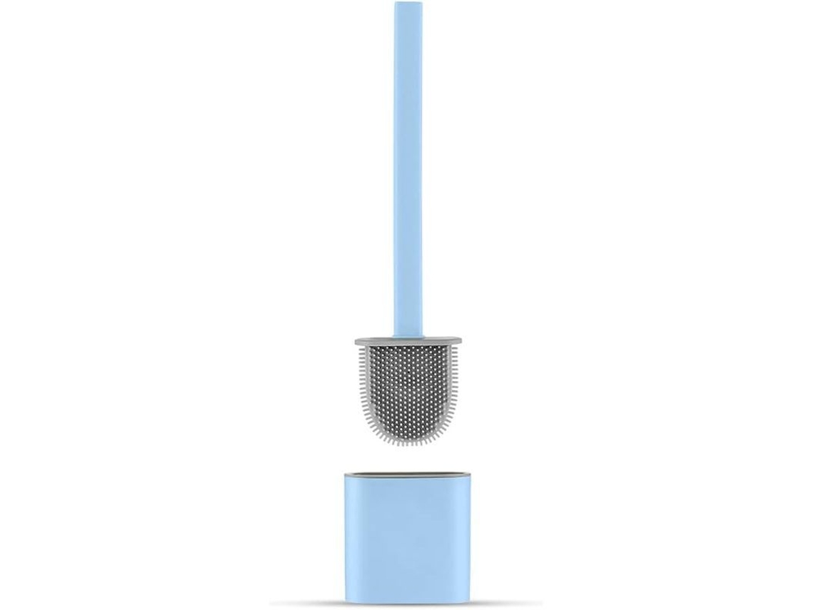 Cepillo de silicona para inodoro, antidesgote, antibacteriano, azul | S/MARCA