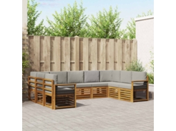 Vidaxl Conjunto De Sofás Para Exterior 9 Unid. Cinza Natural E Claro
