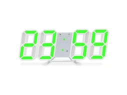 Aetheria relógio de Parede 3d Led Minimalista com Alarme Digital Letras Verdes para Sala e Escritório