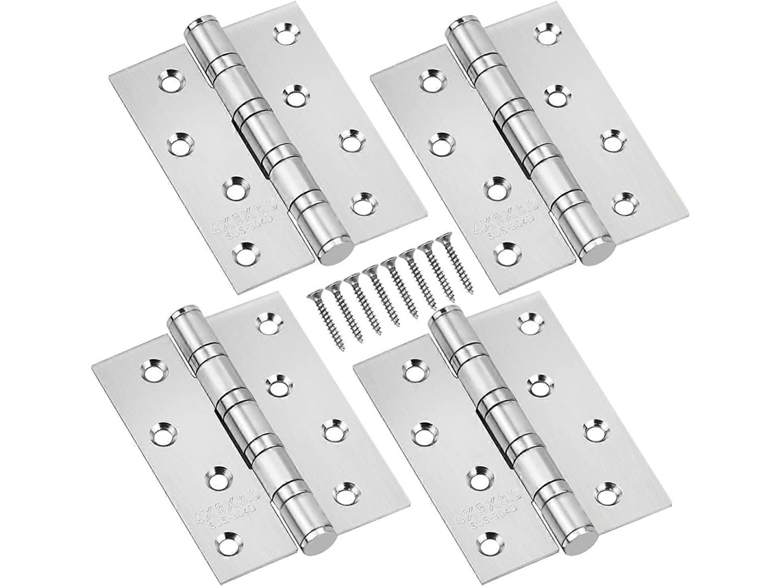 Bisagras de Acero Inoxidable Exteriores 75x100mm com Parafusos para Portas de Madeira, Ferro, Móveis, Prata, Resistente e Duradoura