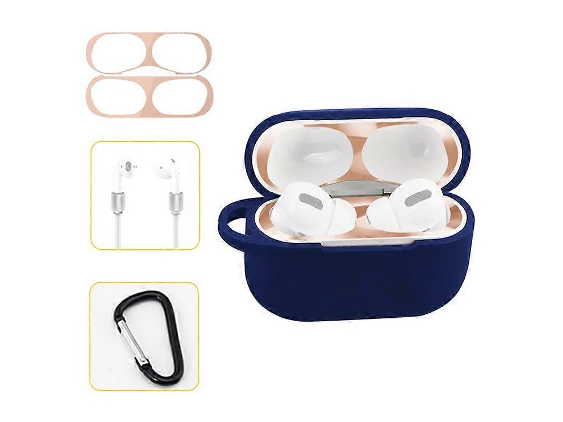 Capa de silicone para proteção de fones de ouvido AirPods Pro, sem necessidade de limpeza, com gancho e cordão antirriscos. GIECY