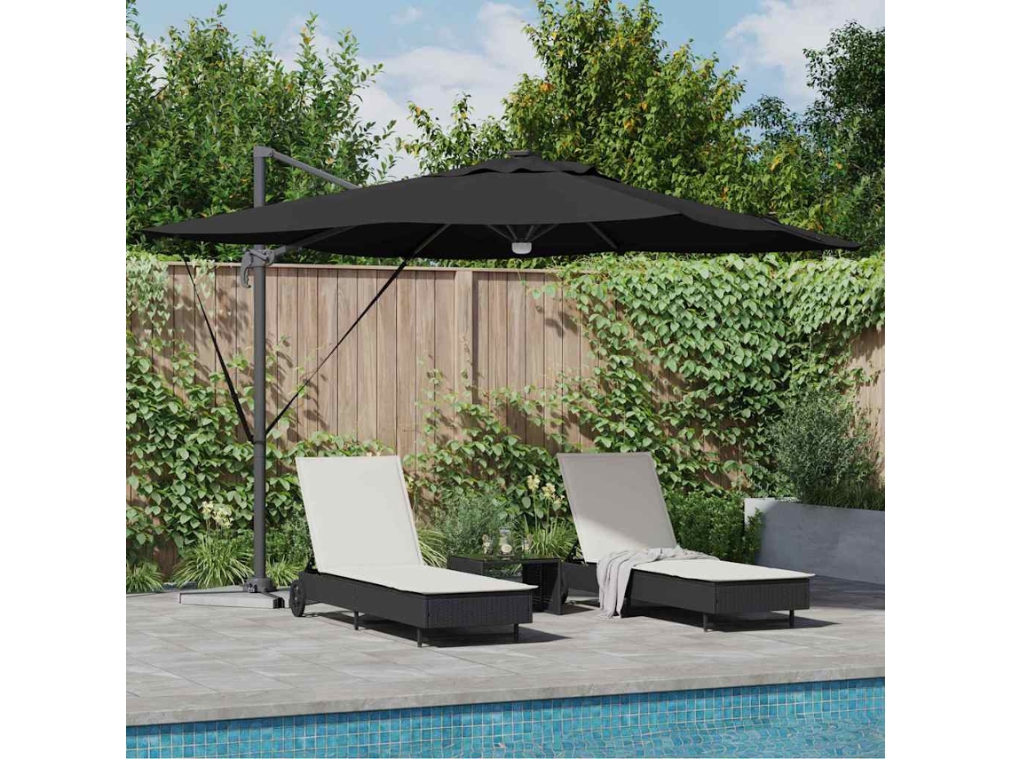 Vidaxl Parasol Roma Preto 286 X 284 X 270 Cm Alumínio E Poliéster