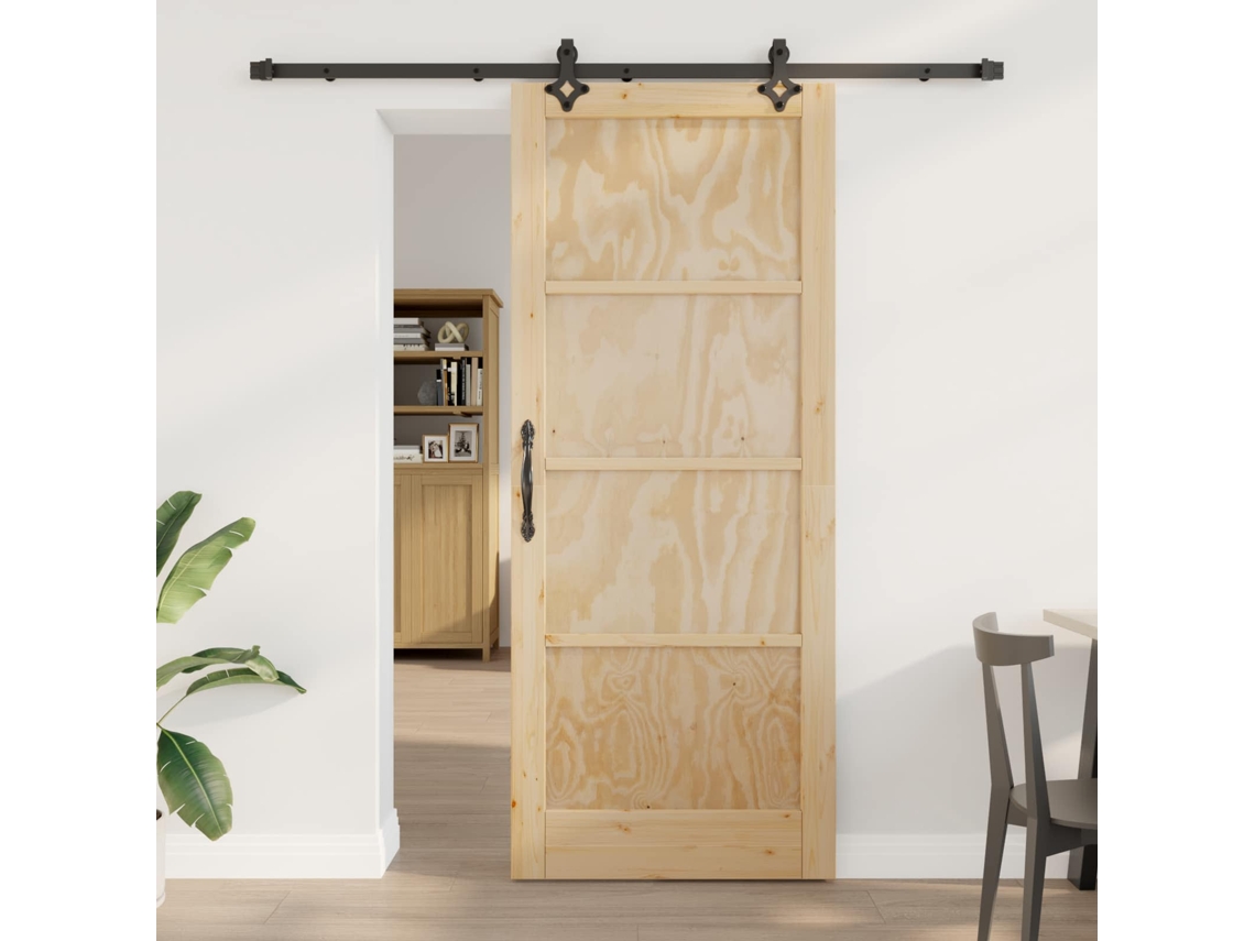 Vidaxl Porta Deslizante Natural E Preto 86 X 211 Cm