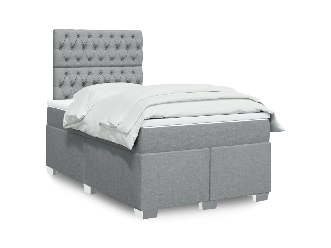 Vidaxl Cama Com Molas/colchão 120x200 Cm Tecido Cinza-claro