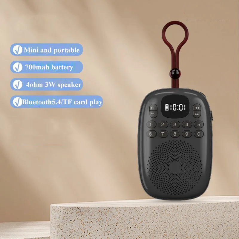Mini Rádio Fm Digital Visor Led Alto falante Bluetooth 5.4 Suporte para Cartão Tf Recarregável MDUG (preto)