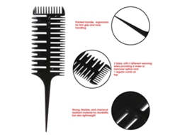 Pente profissional para tintura de cabelo 2026 com divisão em 3 partes, ideal para salão de beleza e para pentear mechas.
