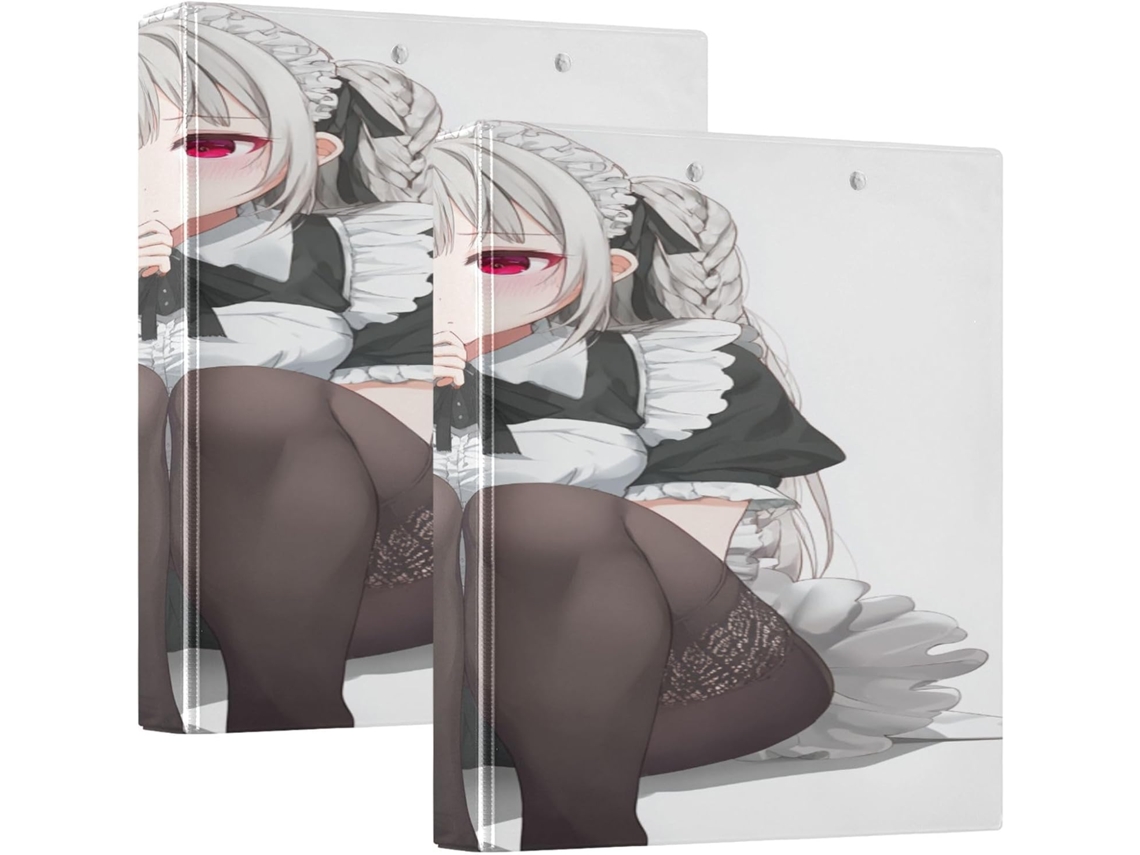 Pasta Escolar Sexy Anime Branca De 1 2-polegadas, 3-argolas Com Bolsas, Pacote Com 1 2-unidades, 200-folhas