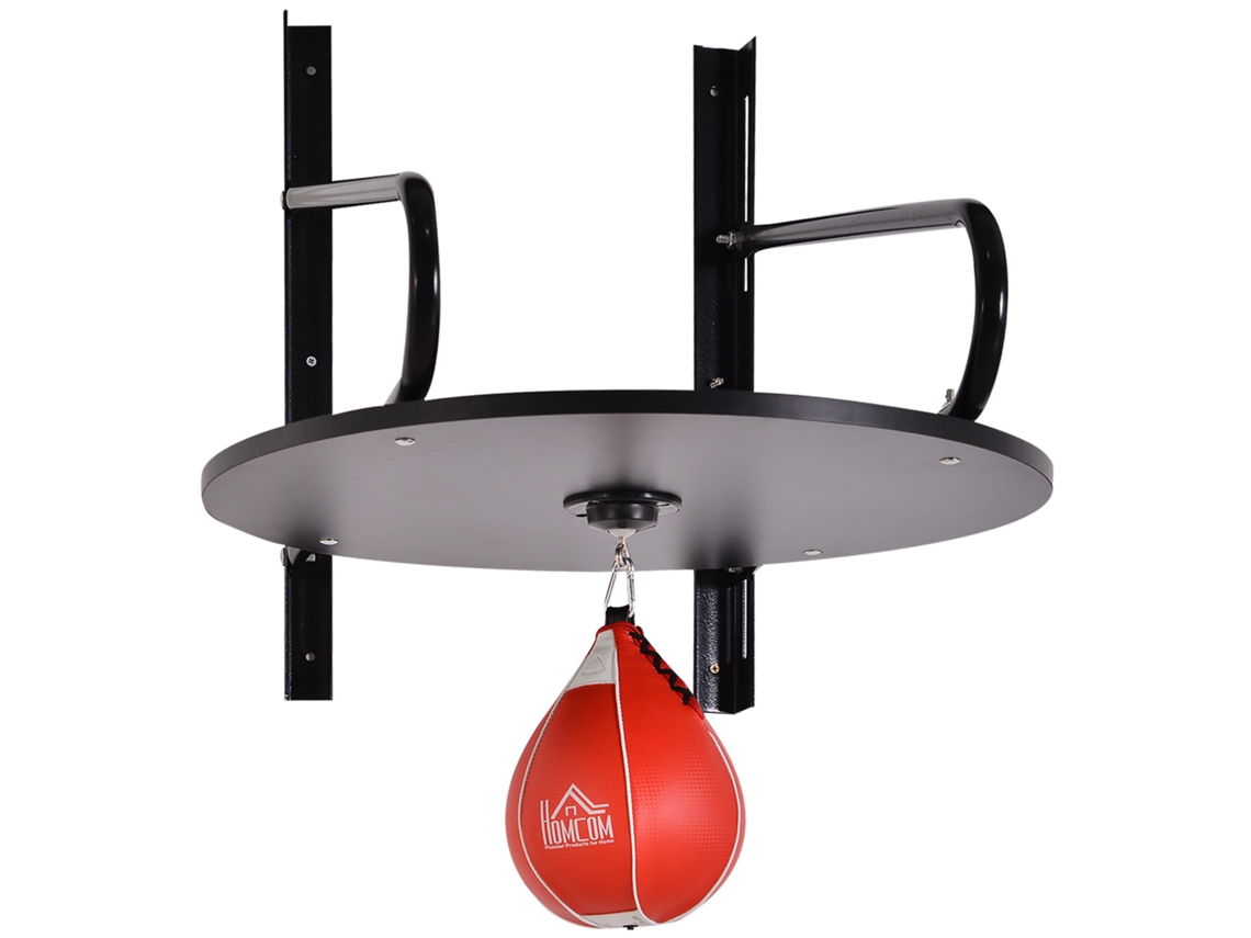 Pera De Boxe Com Suporte De Parede Com Plataforma Ajustável Em Altura Giratório E Insuflador 60x73x80 Cm Vermelho E Preto