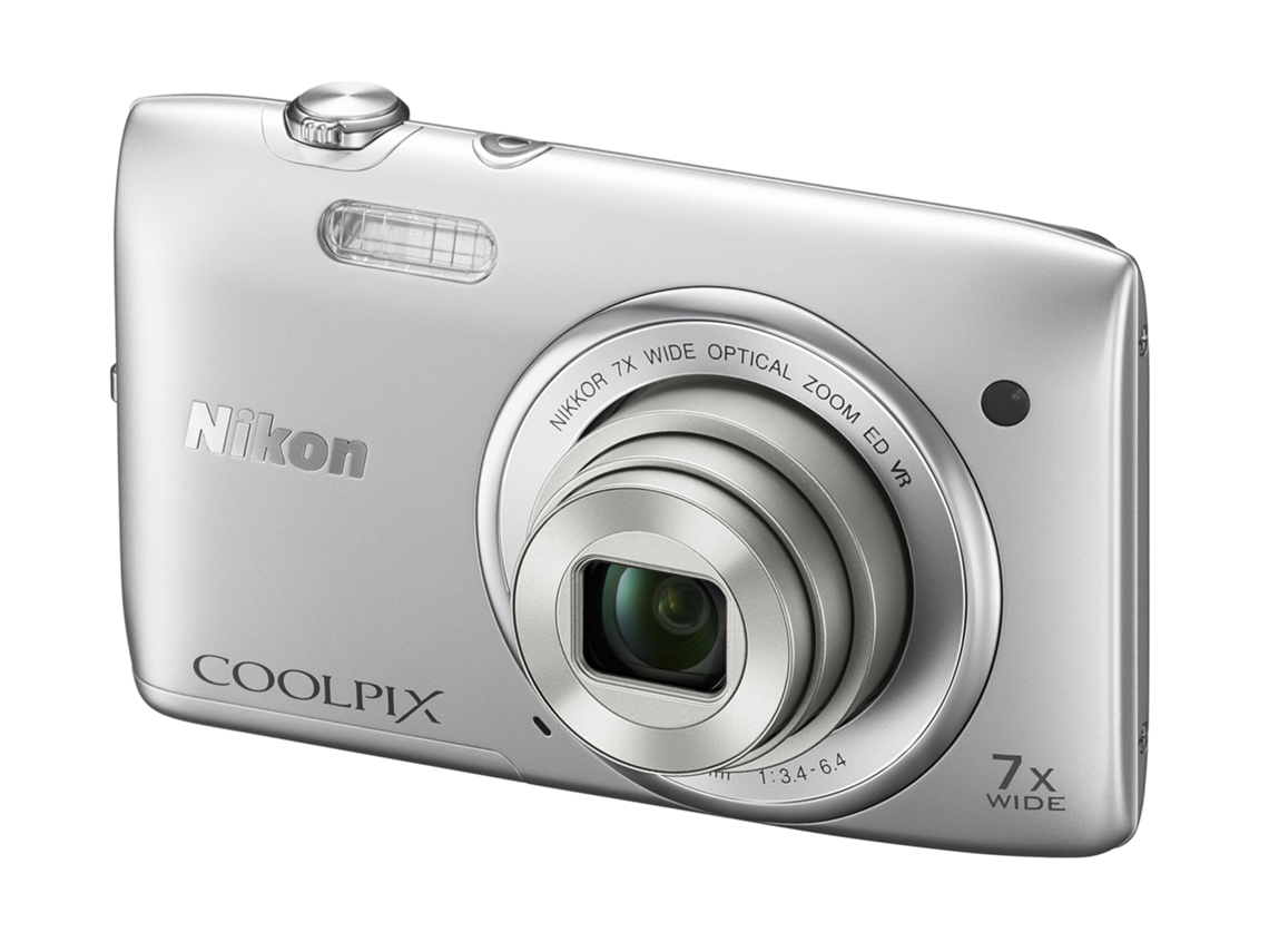 Máquina fotográfica Digital NIKON CoolPix S3500 Prata+Estojo