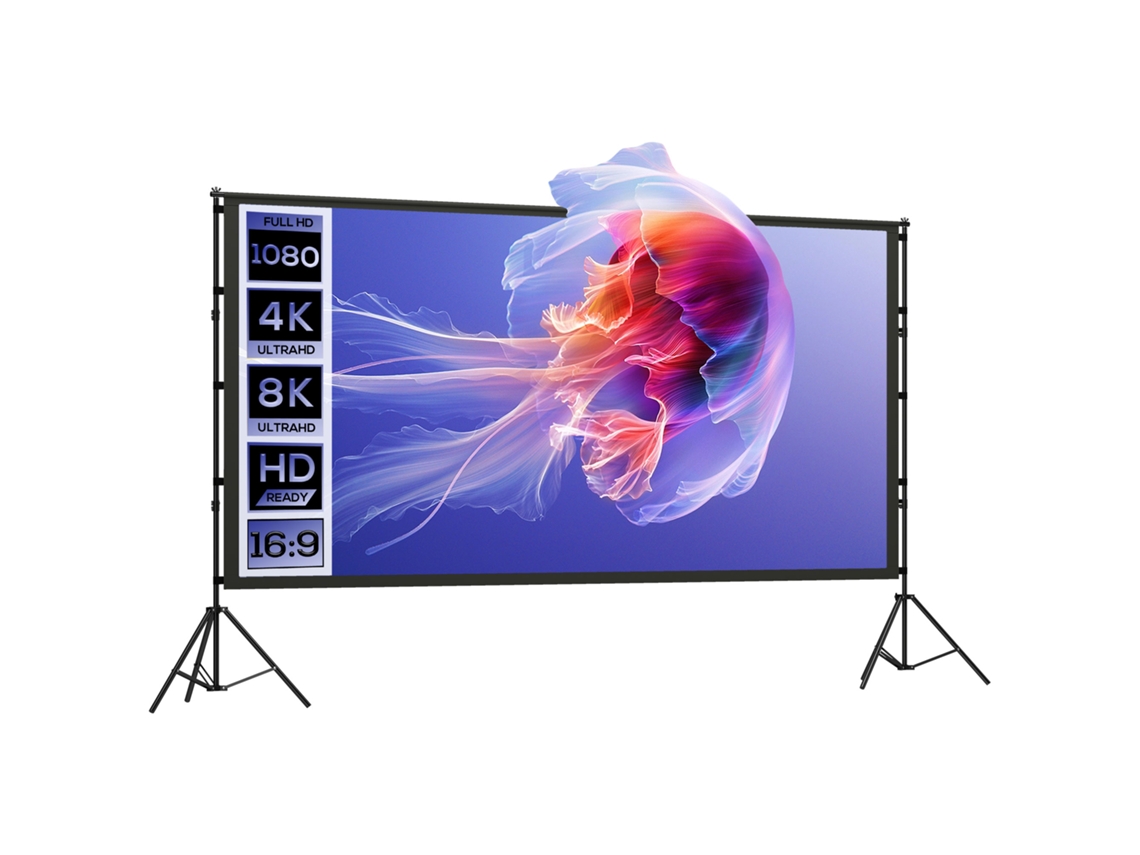 Tela Projetor Hd, Portátil De Dois Lados Com Tripés Dobráveis, 16:9 Com Suporte, Branco, 100 Polegadas, 4k, 8k