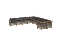 Maison Exclusive - 10 Pcs Conjunto Sofás De Jardim C/ Almofadões Vime Pe Cinzento