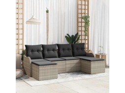 Vidaxl Conjunto De Sofá De Jardim Com Almofada 6 Pcs Cinzento-claro