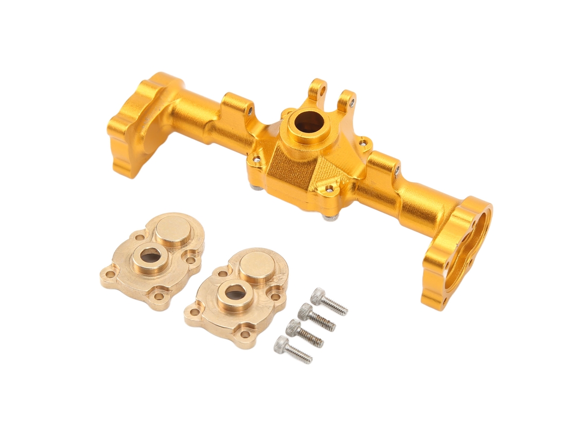 Mali carcaca de Eixo Traseiro Cnc para Carro Rc Fcx24 1/24 Aumentada Alargada com Tampa de Engrenagem de Latão Ouro