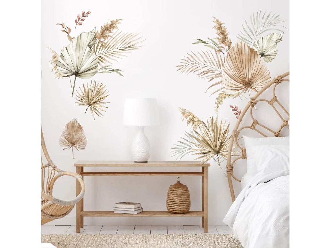 Lurelia Azulejo Adesivo Folhas Tropical Pvc Removível Luminoso 3 Unidades 30x90 Cm Tv