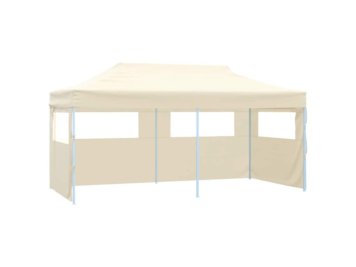Vidaxl Tenda Dobrável Profissional Festas 4 Paredes 3x6m Aço Creme