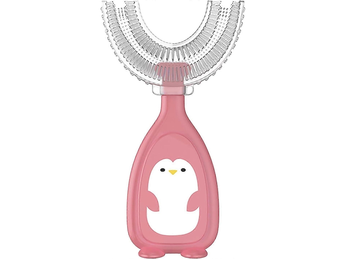 Escova de Dentes Infantil em Formato U com Cabeça Silicone Qualidade Alimentar, Design Fofo Pinguim, Escov a Manual para Toda Boca, GOKOCO