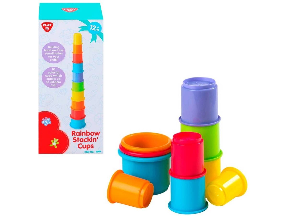 Jogo Didático PLAYGO Conjunto de cubos empilháveis - 10 peças (7x7x27 cm - 12 meses)