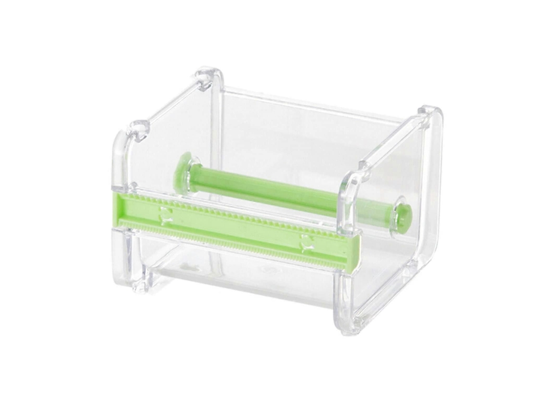 Dispensador de Fita Adesiva Mesa para Dupla Face e Washi, Suporte Rolo Verde, Cortador Fita, Mater Ial Escritório. GOKOCO