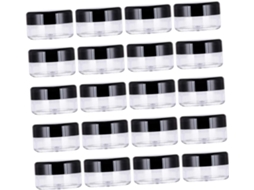 Conjunto De 60 Potes Plásticos Redondos Vazios Com Tampas Para Armazenar Amostras De Cosméticos.