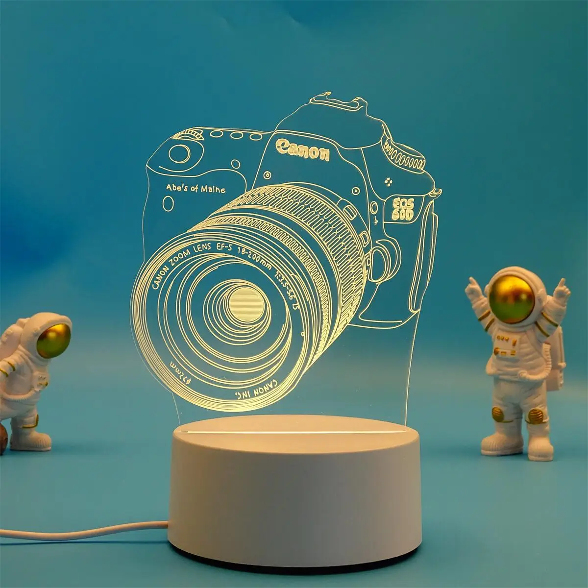 Luminária Noturna Led Usb 3d em Acrílico , Ideal para Decoração de Casa e Quarto. MDUG (3 Cores)