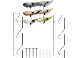 Prateleira SFUSHOS transparente de 3 camadas para skates e snowboards, fácil instalação