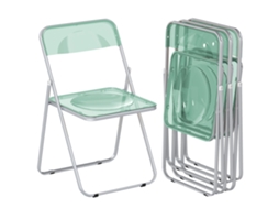 Conjunto De 4 Cadeiras Dobráveis Em Acrílico Transparente, Verde