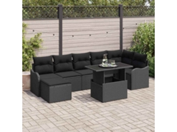 Vidaxl Conjunto De Sofá De Jardim 8 Unid. Preto