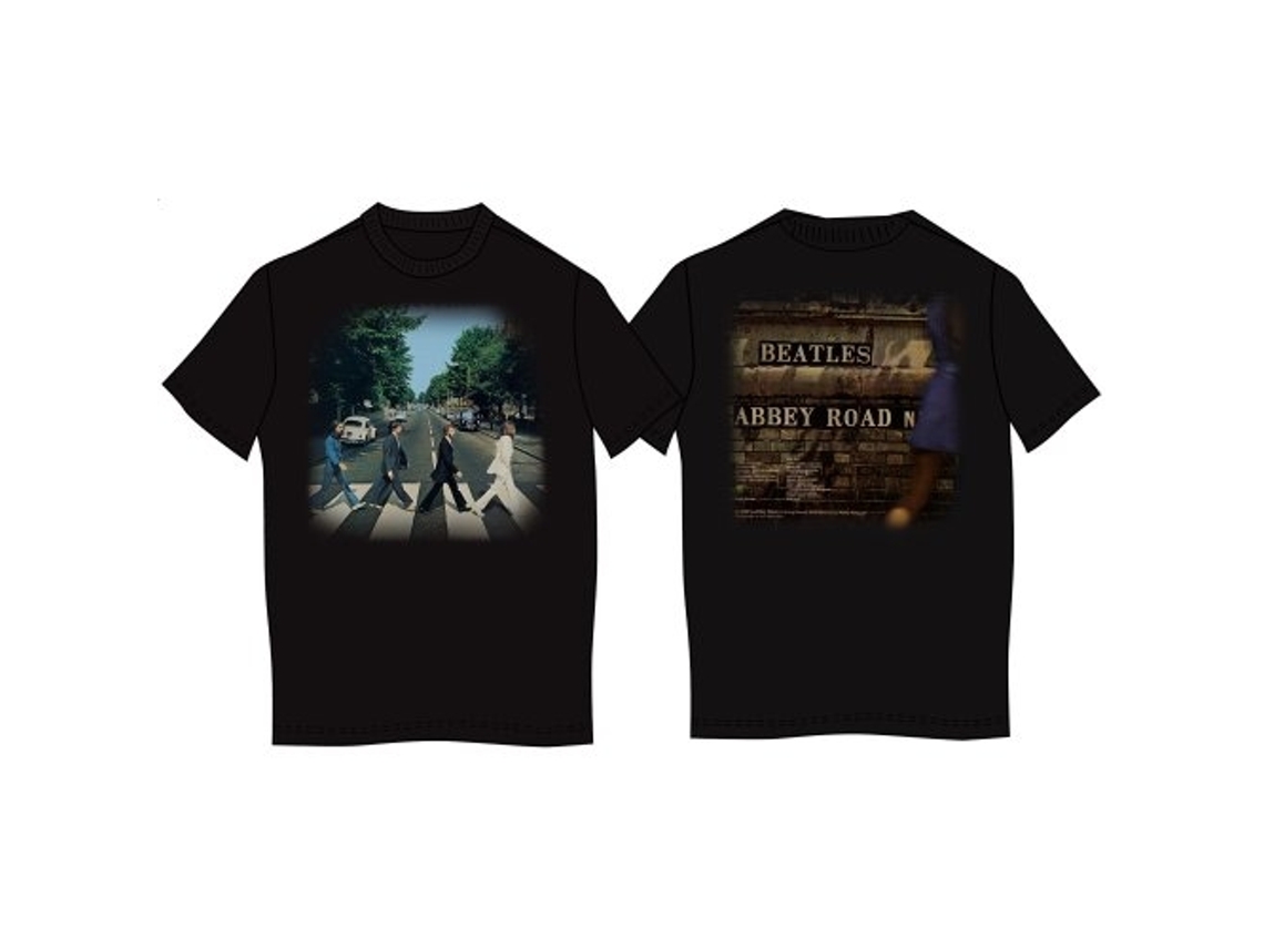 T-Shirt ROCK OFF The Beatles - Abbey Road (Back Print) Preto (Tamanho: S)