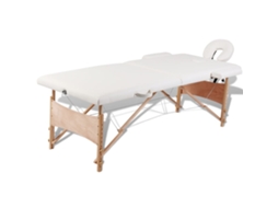 Vidaxl Mesa Massagem Dobrável 2 Zonas Estrutura Madeira Branco Nata