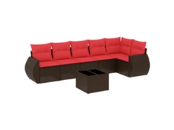 Conjunto de Sofá de Jardim, 7 Peças, Almofadas, Rattan Preto MAISON EXCLUSIVE