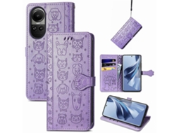 Capa De Celular Em Couro Com Relevo De Gato E Cachorro Para Oppo A38