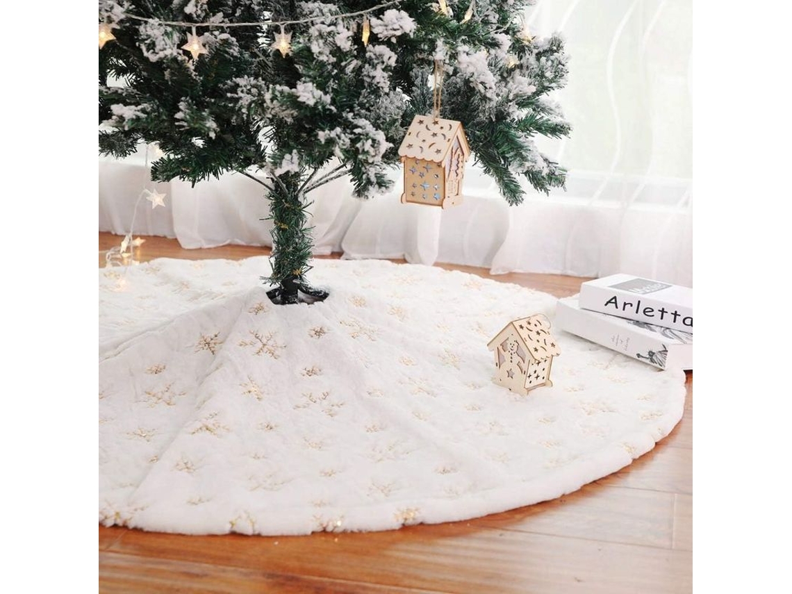 Falda De Árbol De Navidad Con Secuencias De Nieve 120cm Oro Suitable 2025