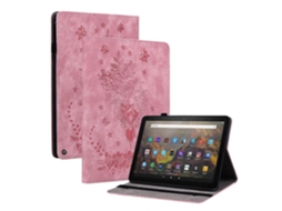 Capa Hengrongshen para tablet Amazon Fire HD 10 HD 10 Plus (2021) com suporte de couro sintético estampado e temporizador automático para despertar/repousar, rosa (2021)