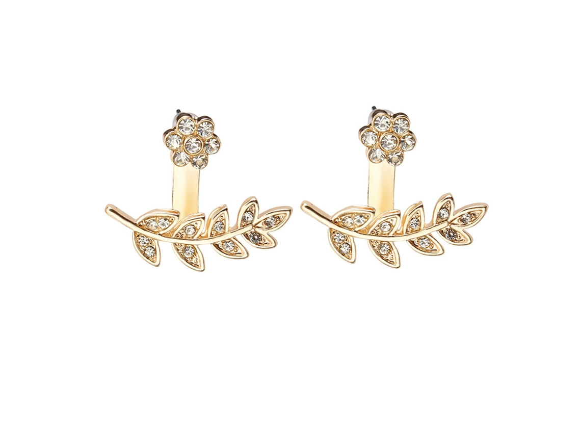 Brincos De Ouro Floral Com Strass