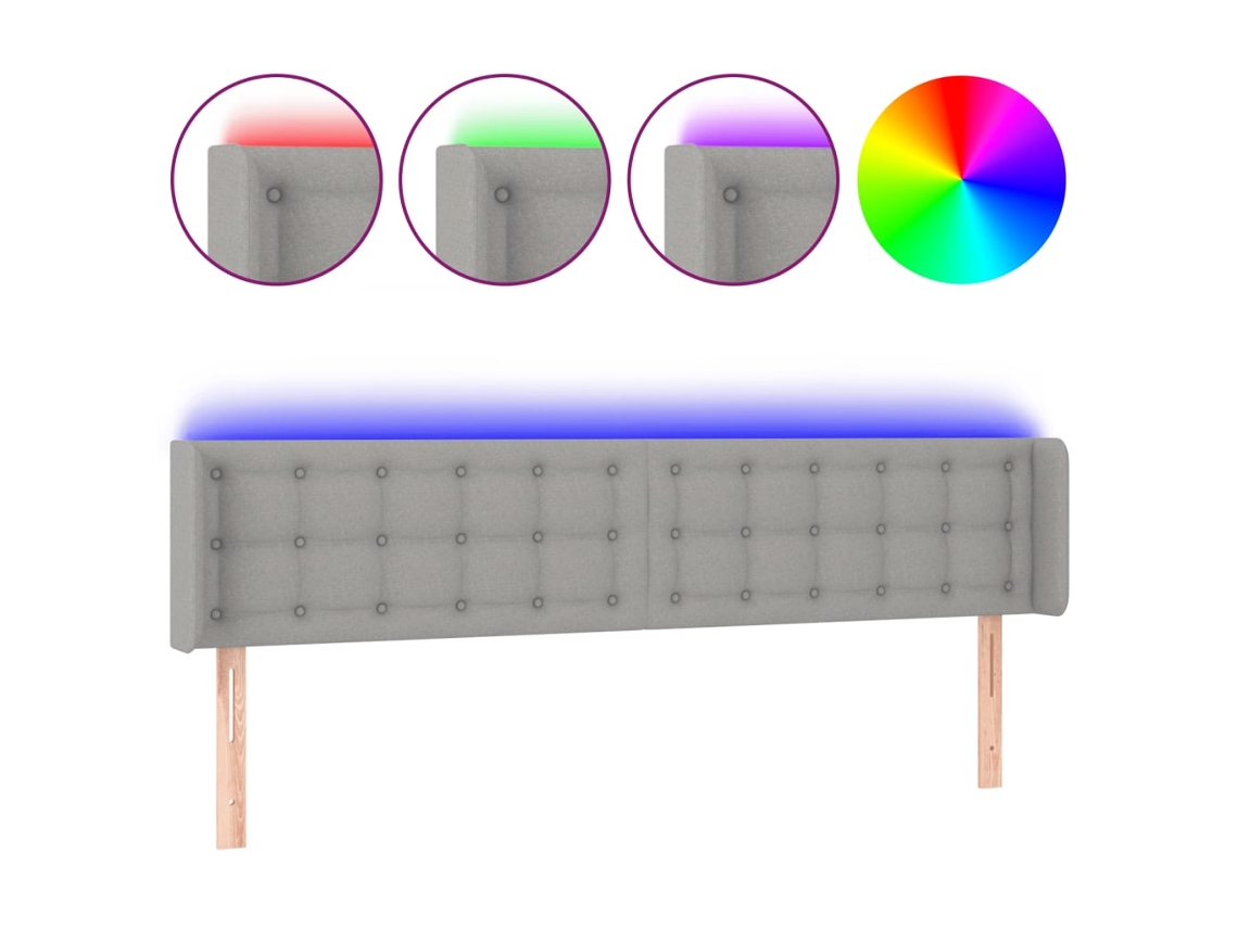 Led Headboard, Led Headboards Vidaxl Cinzeto Tecido (163 X 16 X 78/88 Cm)