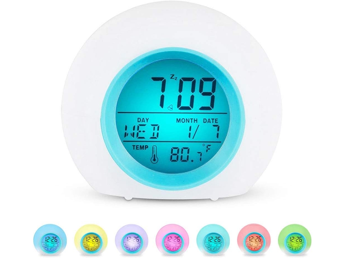 Despertador Infantil Redondo Com Controle Tático, Relógio Digital Led Com Efeitos De Luz Colorida Igvtrade