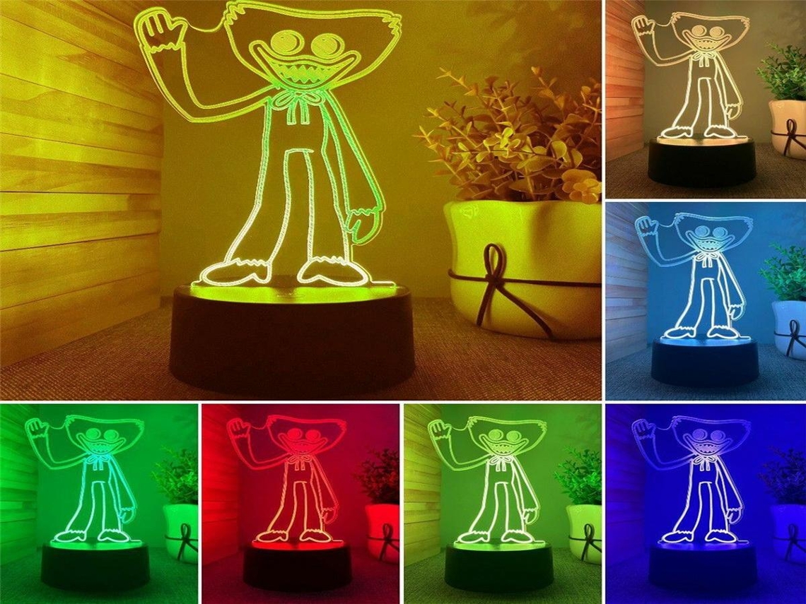 Luminária Noturna 3D Lurelia com Recarregável via USB, RGB, 7 Núcleos para Quarto Infantil