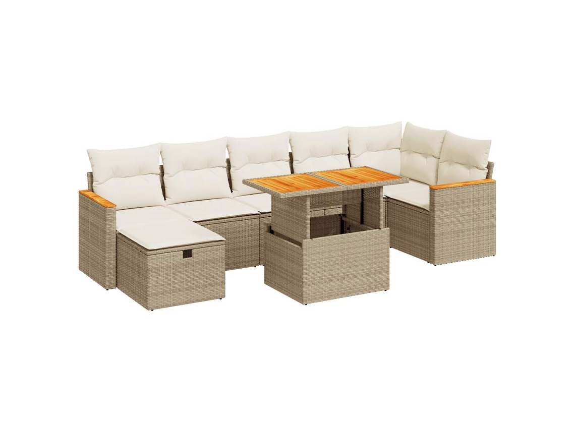 Conjunto de 5 Sofás para Jardim com Almofadas Vime Pe Bege MAISON EXCLUSIVE (5 pcs)