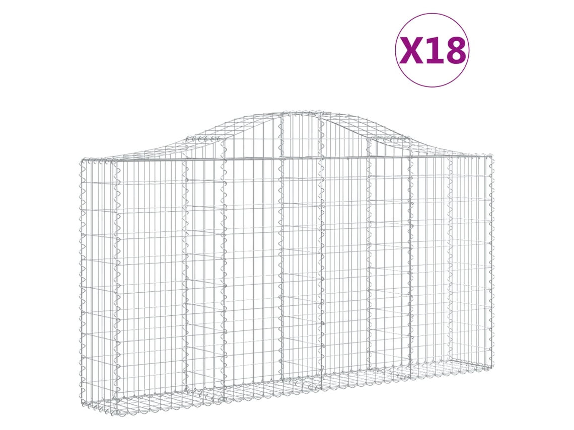 Gabion Basket, Gabion Baskets Vidaxl Prateado Ferro (200 X 30 X 100/120 Cm)