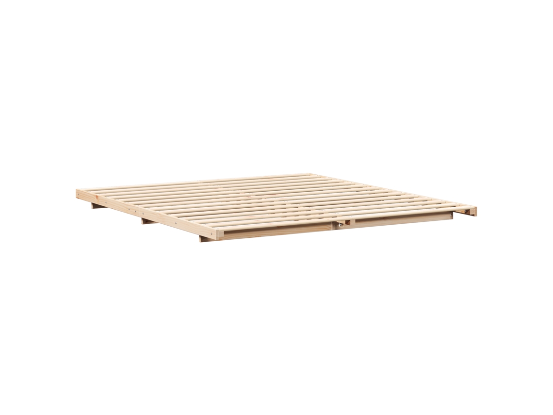 Conjunto 1 Estrutura Da Cama Vidaxl Castanho Madeira De Pinho Maciça (180 X 220 Cm)