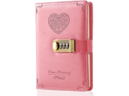 Diário Com Cadeado Para Meninas Caderno De Couro Com Senha E Cadeado De Combinação Para Mulheres Adultas Tamanho B6 5.3 Lgl Rosa Brilvibera