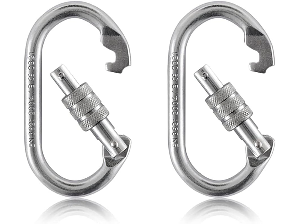 Conjunto de 2 Mosquetões de Escalada em Formato O, 23 Kn, Aço Liga, Com