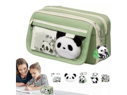 Estojo para Lápis, com Zíper, Verde, Panda, Adultos AQUAFORGE