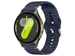 Bracelete Para Samsung Galaxy Watch 7 (40/44mm) - Silicone Com Grãos Ondeado Costurado (20mm) - Azul Meia-noite