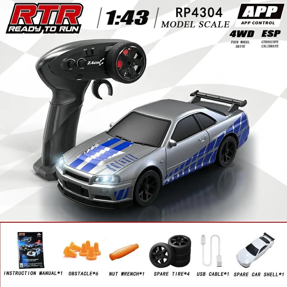 Carro De Drift Controlado Remotamente, Tração Nas Quatro Rodas 2.4g, Estabilização Por Giroscópio Esp, Controle Totalmente Proporcional.