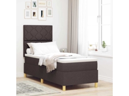 Vidaxl Cama Box Com Cabeceira Marrom Escuro 80 X 200 Cm Tecido
